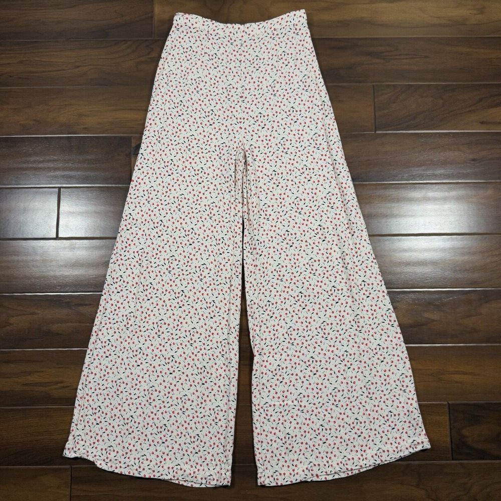 Free People Women's Size‎ 2 Cherry Print Easy Peasy Wide Leg Trouser Pants